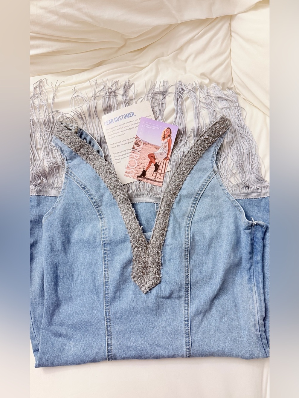 Light Blue V-Neck Women's Denim dress